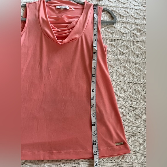 Calvin Klein Light Peach Sleeveless Draped Neckline Blouse Size Petite Small - Picture 10 of 10